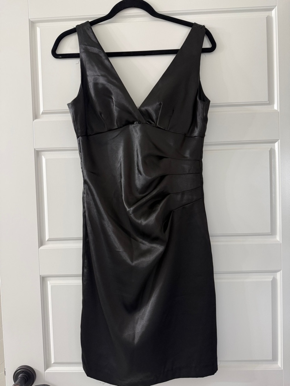 Speechless Black Satin V-Neck Mini Dress